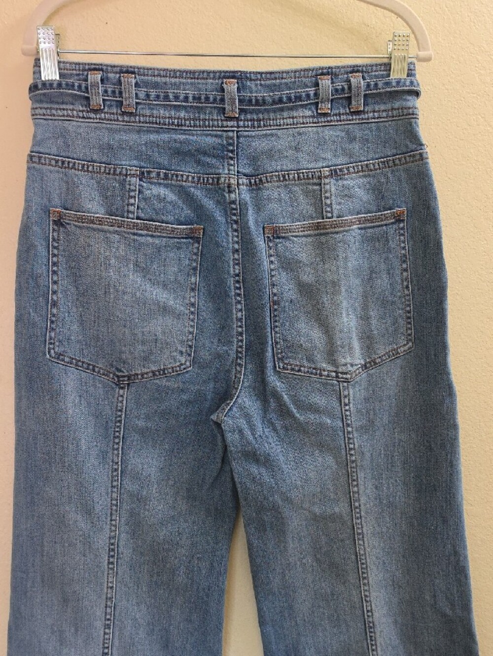Ulla Johnson Light Blue High-Rise Wide Leg Button-Front Jeans - Picture 6 of 9